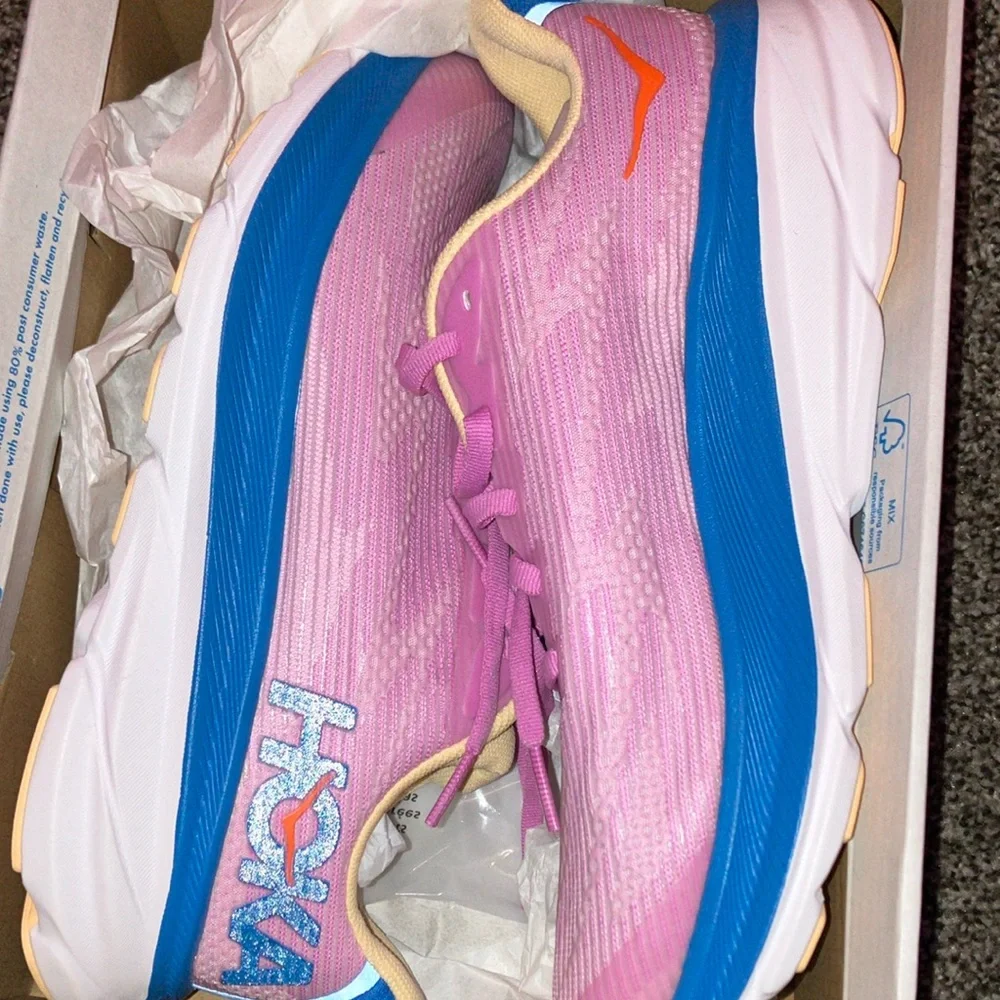 Hoka Pink and Blue Sneakers with Cushioned Sole - Picture 3 of 6